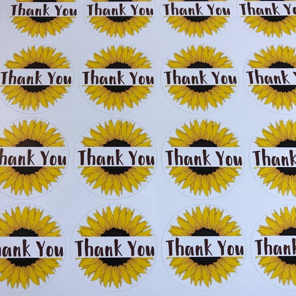48ct sunflower thank you stickers size about 1.5” - Picture 3 of 5